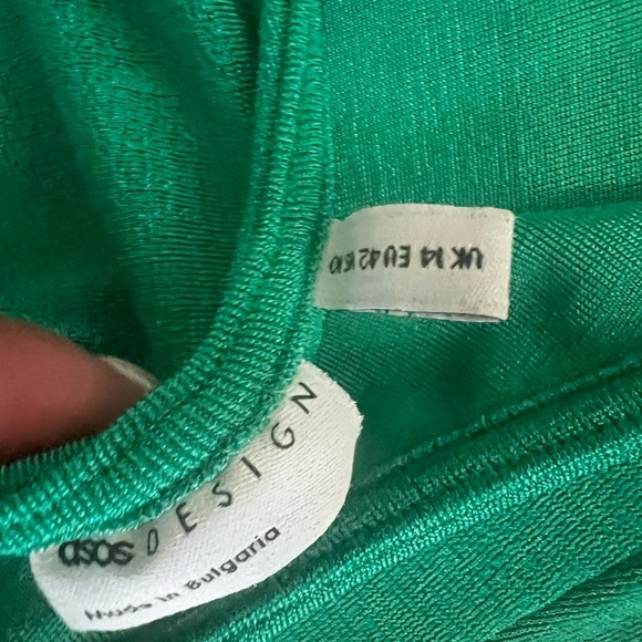 ASOS DESIGN halter slinky beach midi dress in emerald green Size 10 - Picture 6 of 13